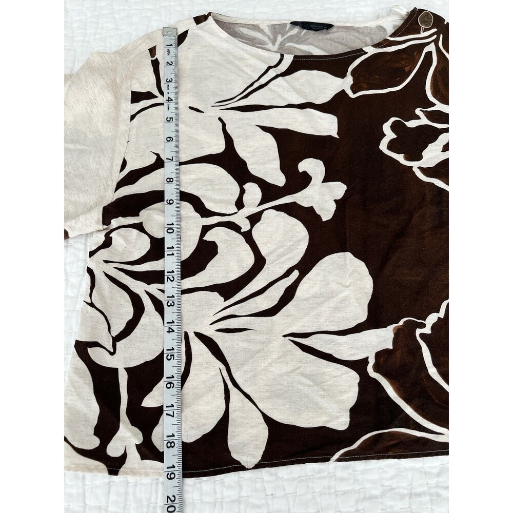 ZARA Brown Linen Floral Print Wrap Pants And Matching Top Small/Medium EUC - Picture 6 of 14